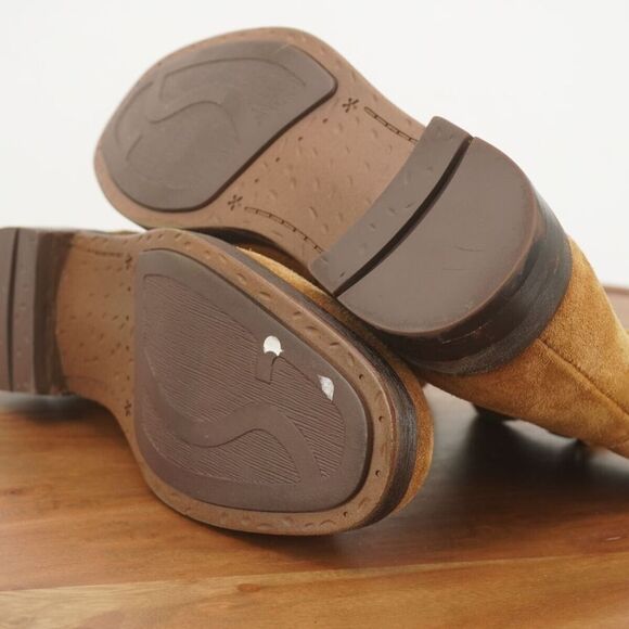 Franco Sarto Womens Malina Ankle Boots Booties Tan Brown Suede Zip Block 6.5M - Picture 9 of 9